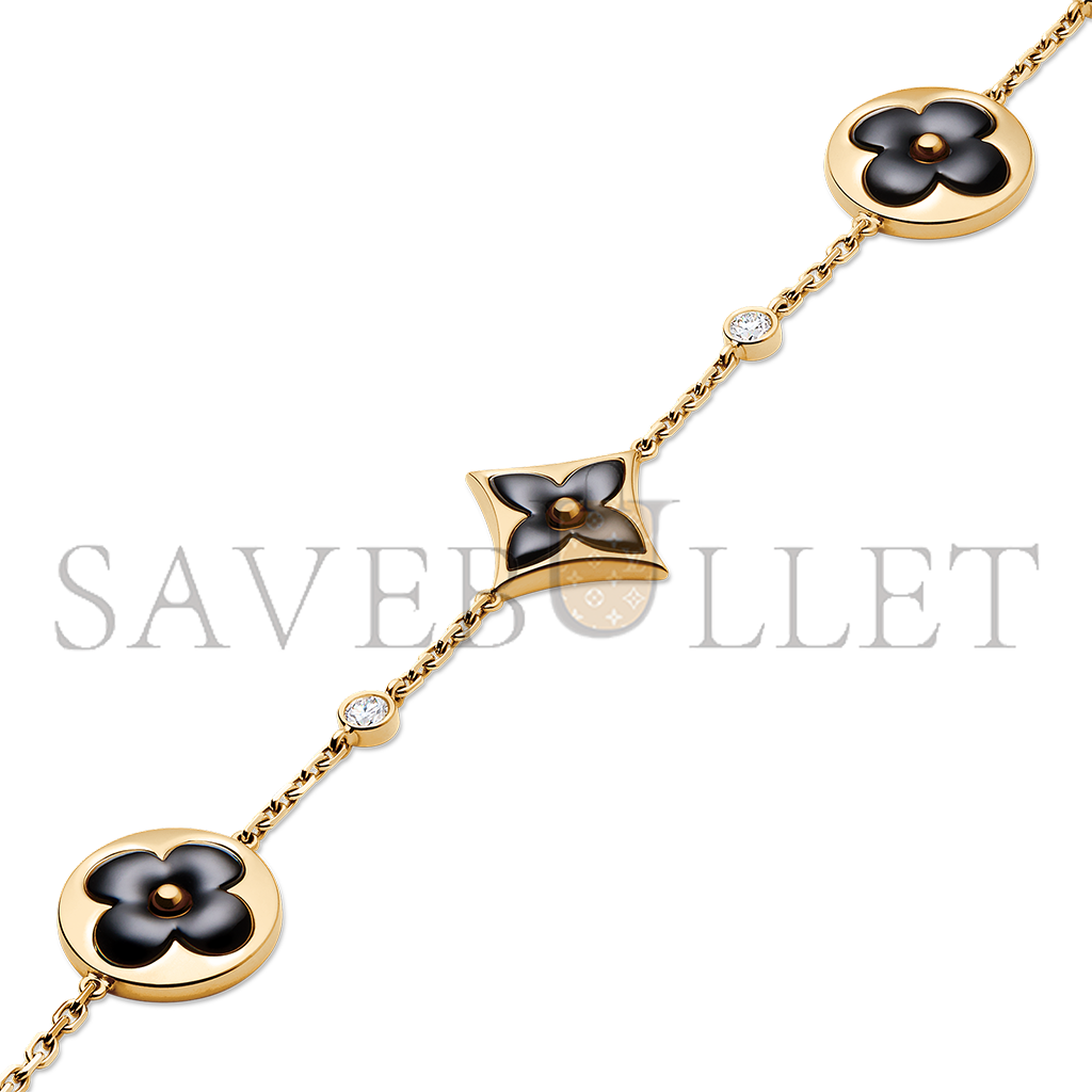 l**is v*t*n color blossom bb multi-motif yellow gold, onyx and Di*m*nd bracelet q05024